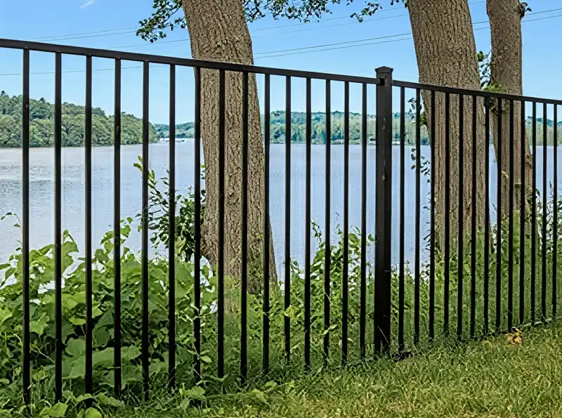 Wrought iron fence with spear-top pickets at an upscale New Jersey home